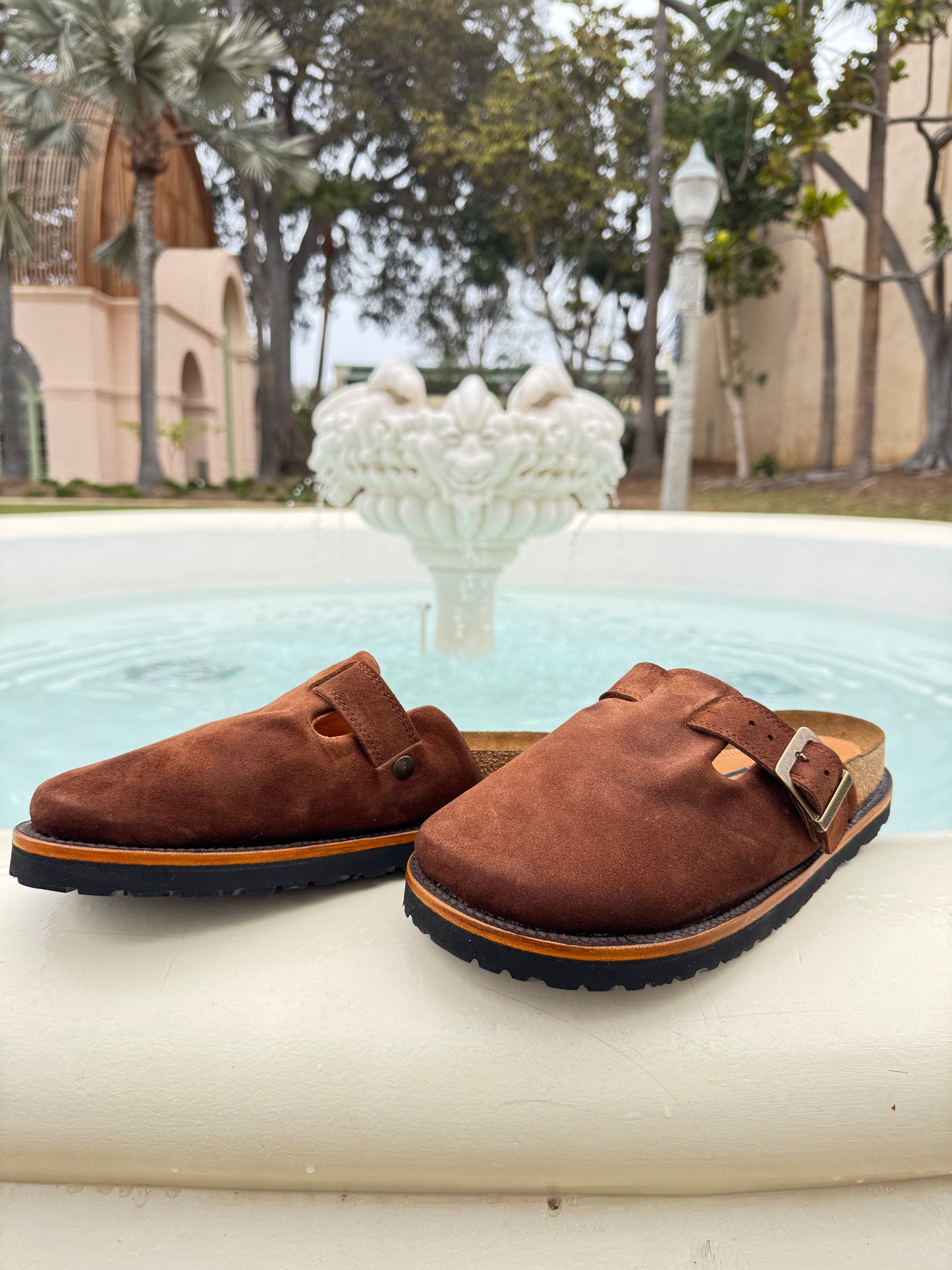 Brown Roughout Cowhide Clogs