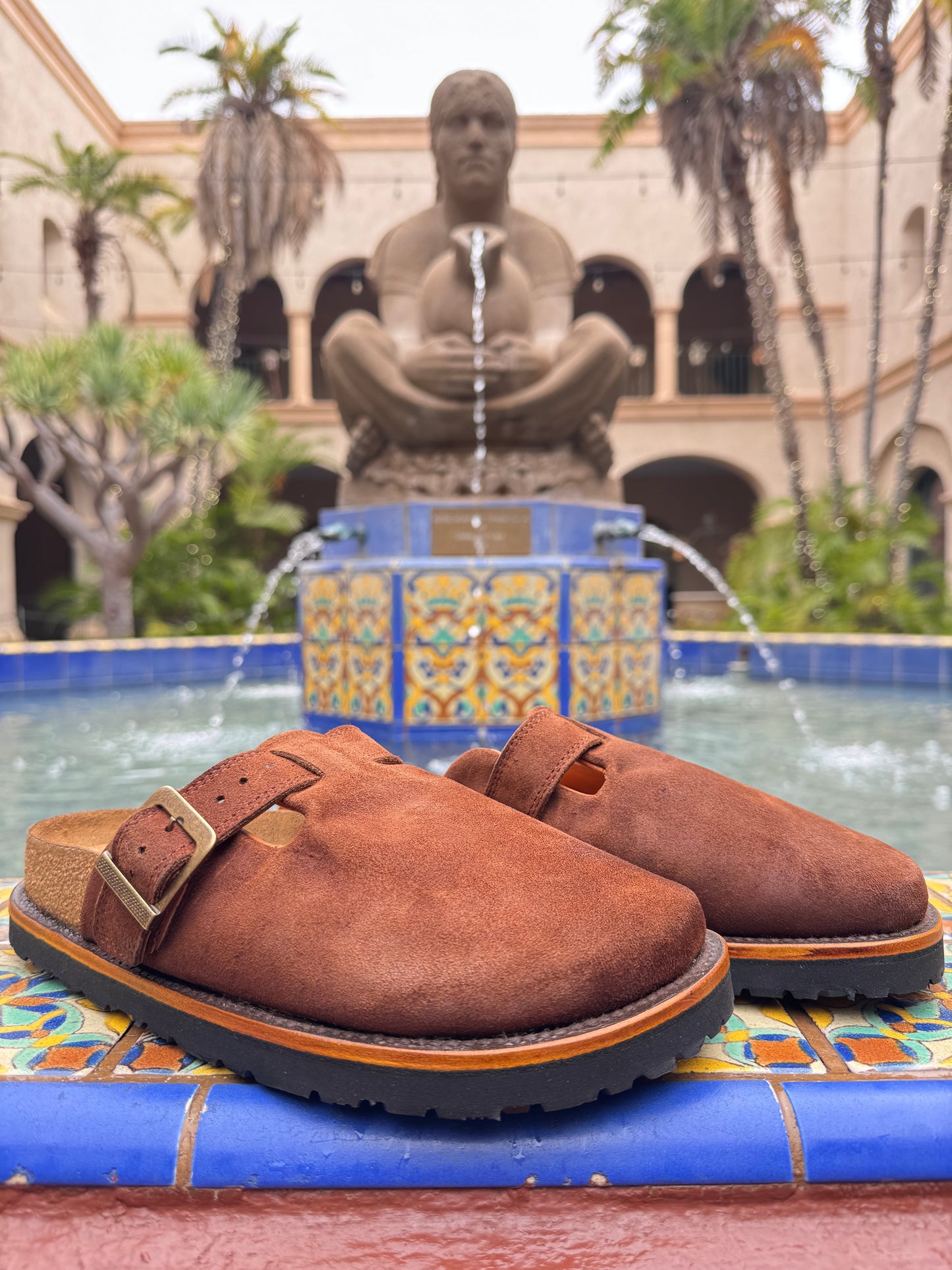 Brown Roughout Cowhide Clogs