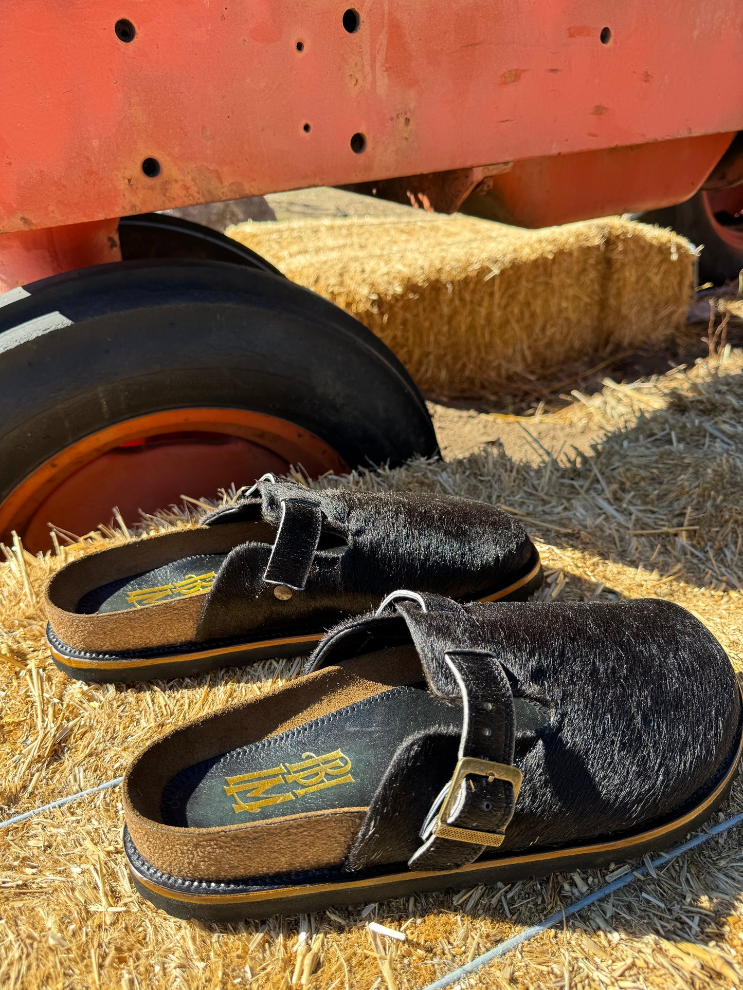 Black Cowhide Clogs