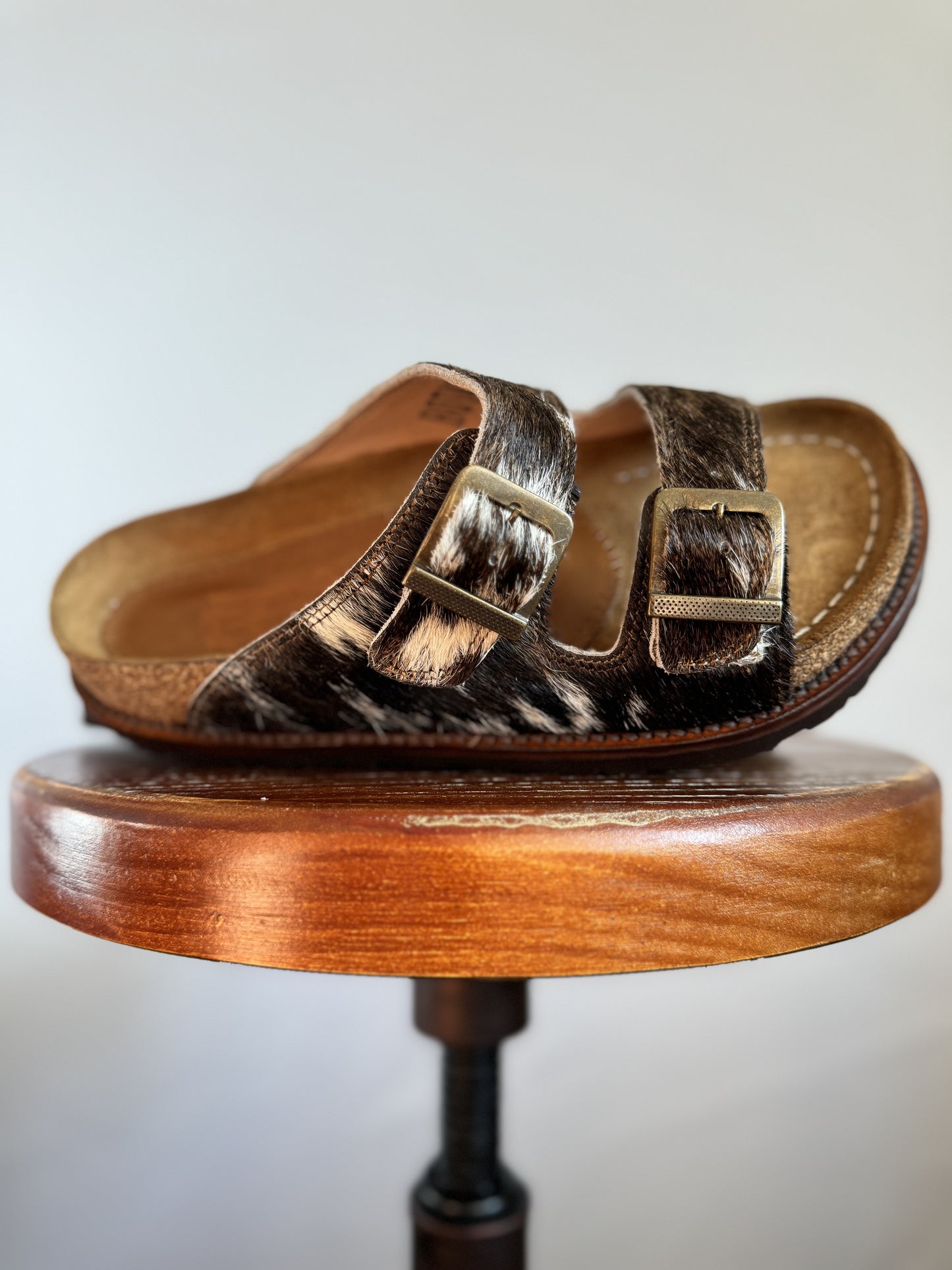 Brown and White Cowhide Huarache