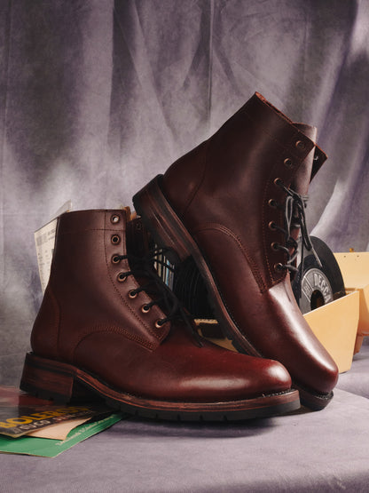 Burgundy Chrome Tanned Lace-Ups