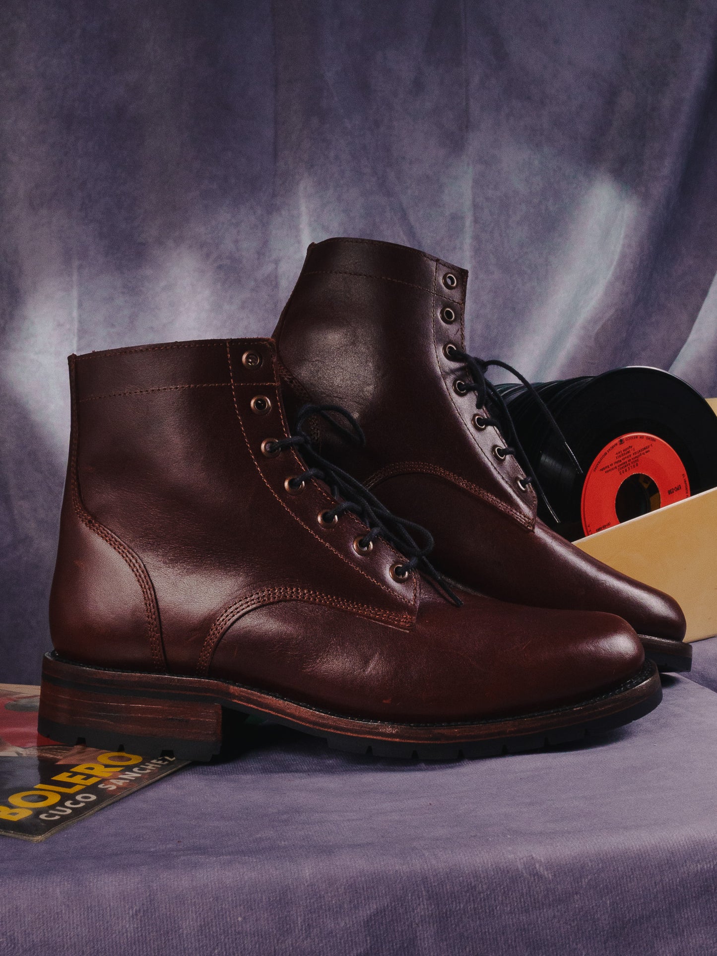 Burgundy Chrome Tanned Lace-Ups