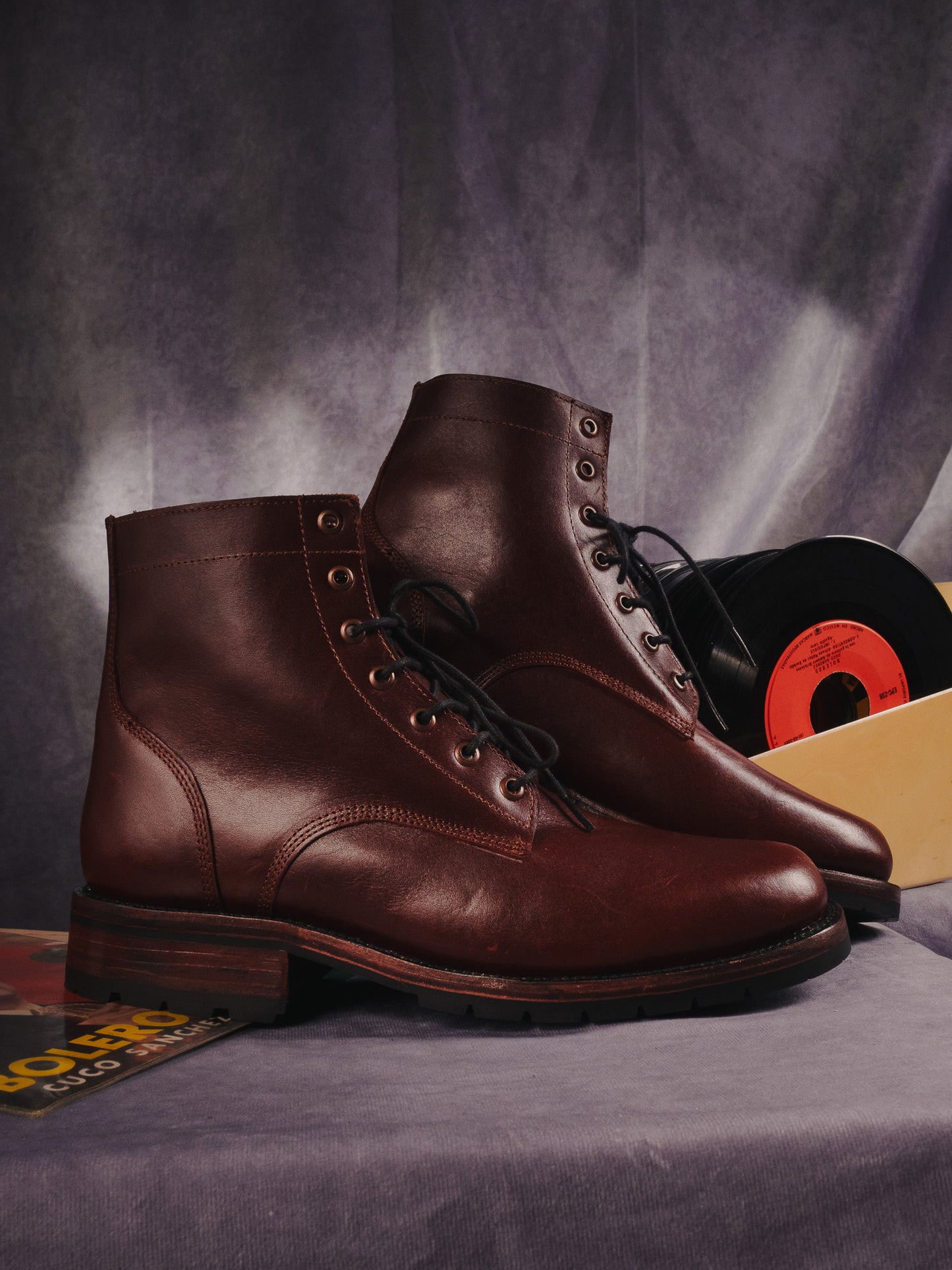 Burgundy Chrome Tanned Lace-Ups