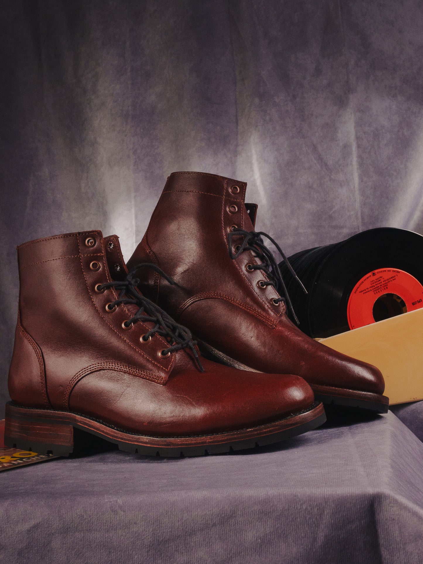 Burgundy Chrome Tanned Lace-Ups