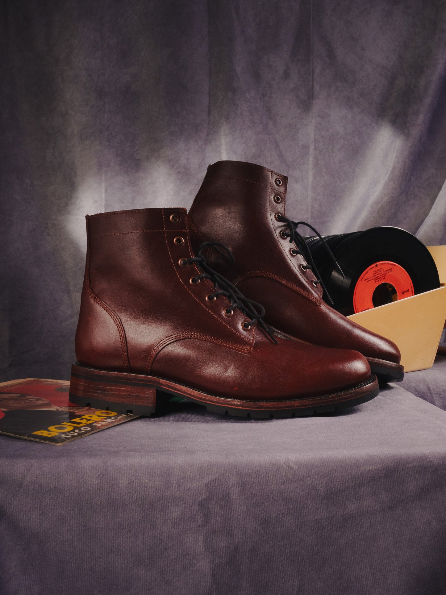 Burgundy Chrome Tanned Lace-Ups