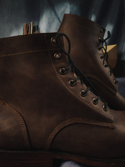 Brown Oil Tanned Lace-Ups