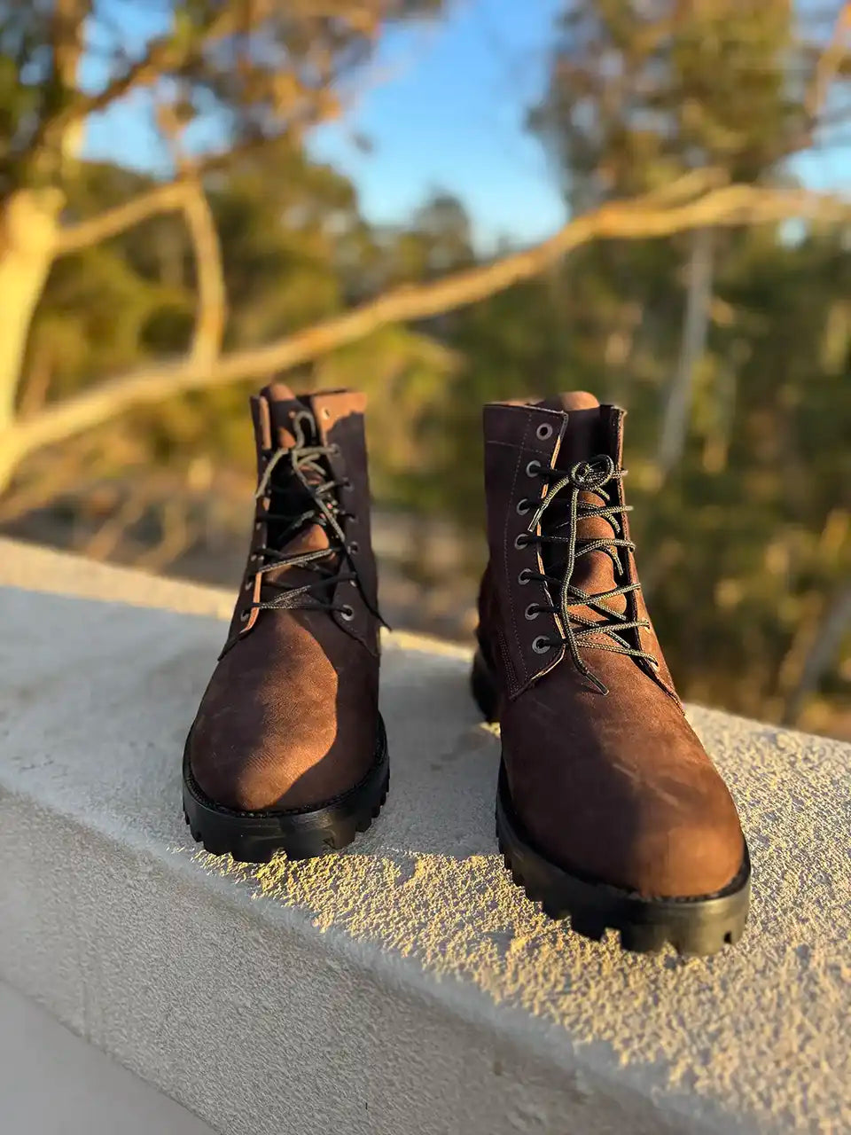 Botas Hasta La Muerte dark brown suede leather lace up boots with Goodyear welt handcrafted in León Mexico.