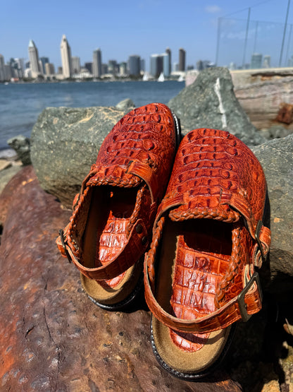 Cognac Crocodile Clogs