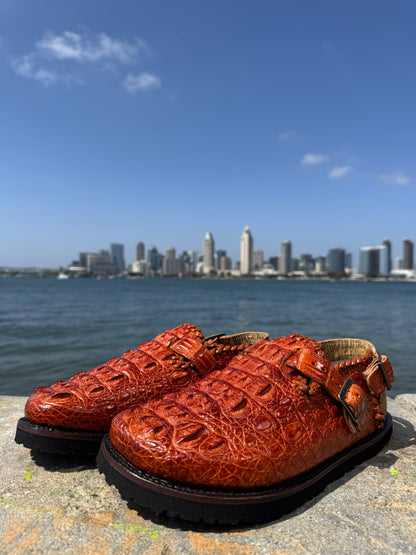 Cognac Crocodile Clogs