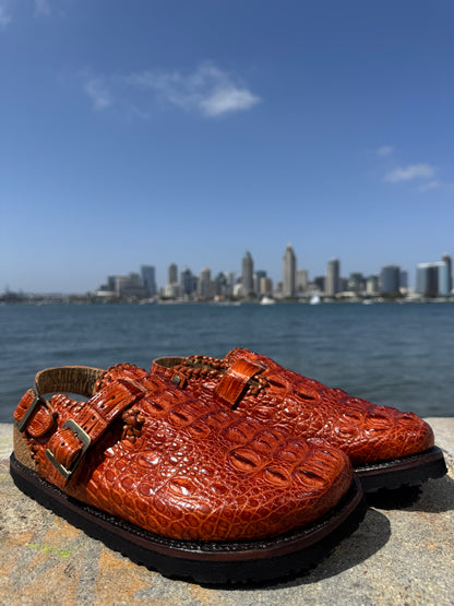 Cognac Crocodile Clogs