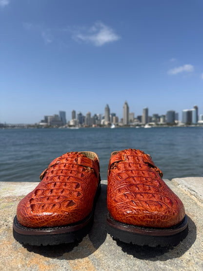 Cognac Crocodile Clogs