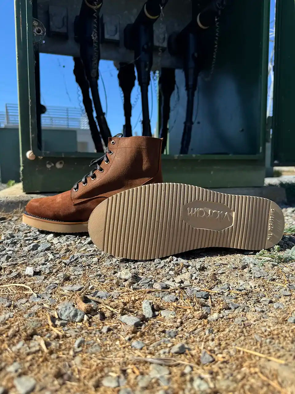 Botas Hasta La Muerte brown roughout leather lace up boots with Vibram wedge soles handcrafted in León Mexico.