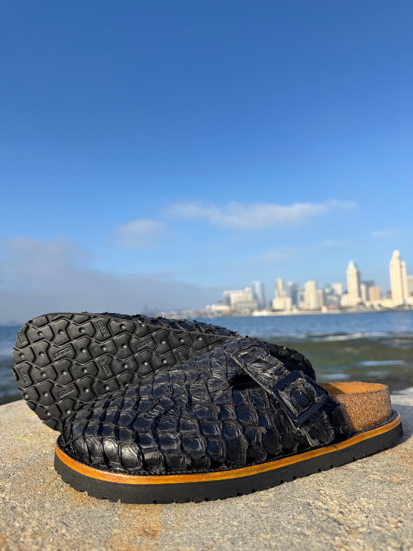 Black Pirarucu Clogs