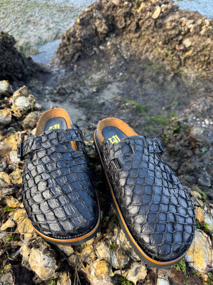 Black Pirarucu Clogs