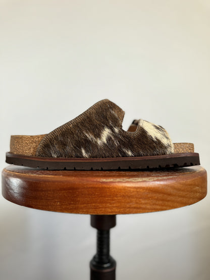 Brown and White Cowhide Huarache