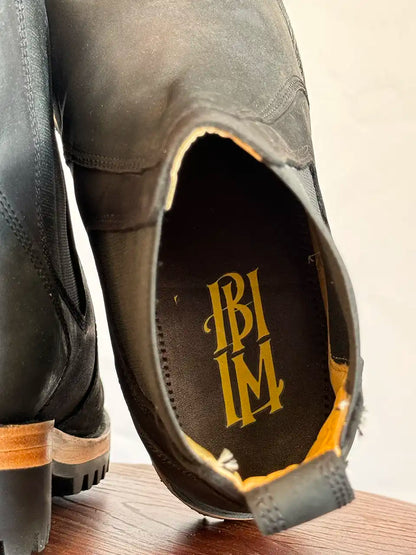 Botas Hasta La Muerte top grain leather Chelsea boots with Goodyear welt and lug soles handcrafted in León Mexico.