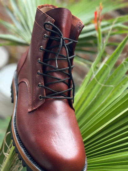 Burgundy Chrome Tanned Lace-Ups