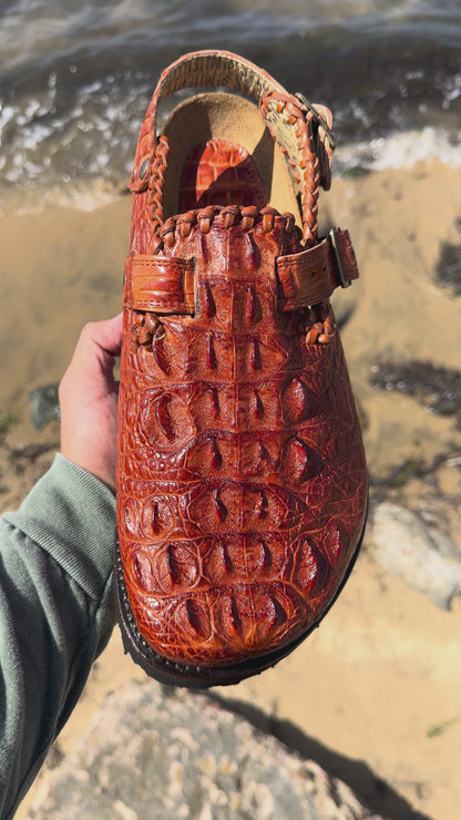 Cognac Crocodile Clogs